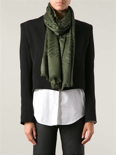 fendi green silk scarf|fendi scarf with fur trim.